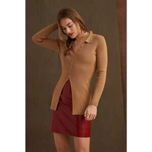 Maeve by Anthropologie Slim Ribbed Button-Up Knit Cardigan Sweater Size S Small